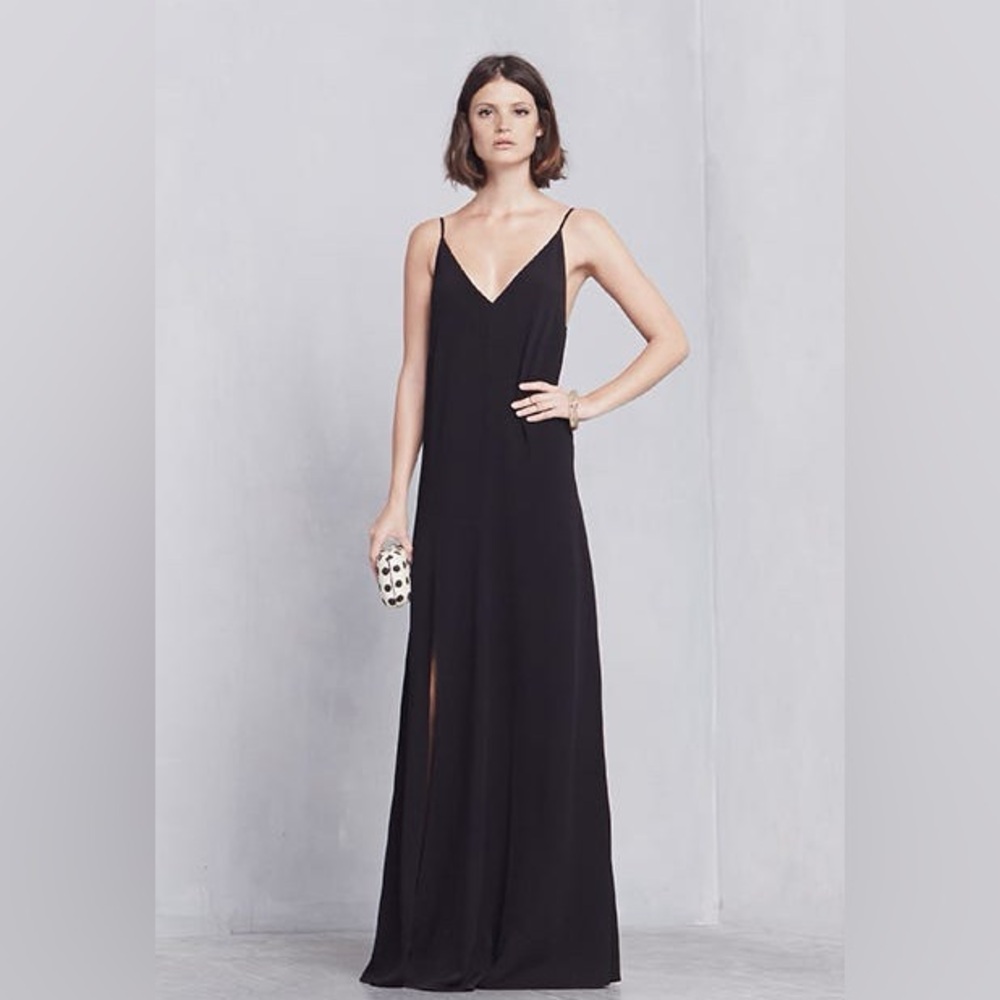 Reformation Black V-Neck Spaghetti Strap Maxi Gown
